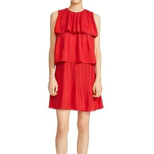 Maje Mini Red Ruffle Dress